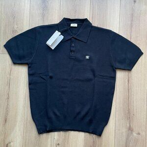 XXL Celine Men's Knitted Polo Navy Embroidery